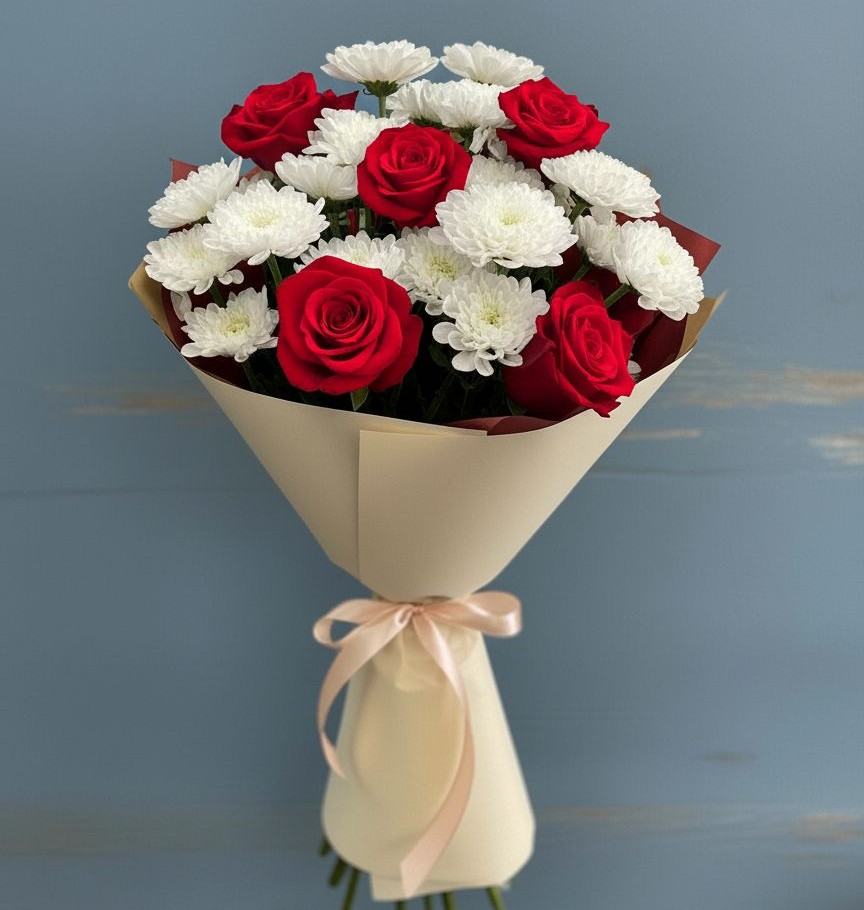 Букет цветов из: Розы и Хризантемы в Введенском Курганской области