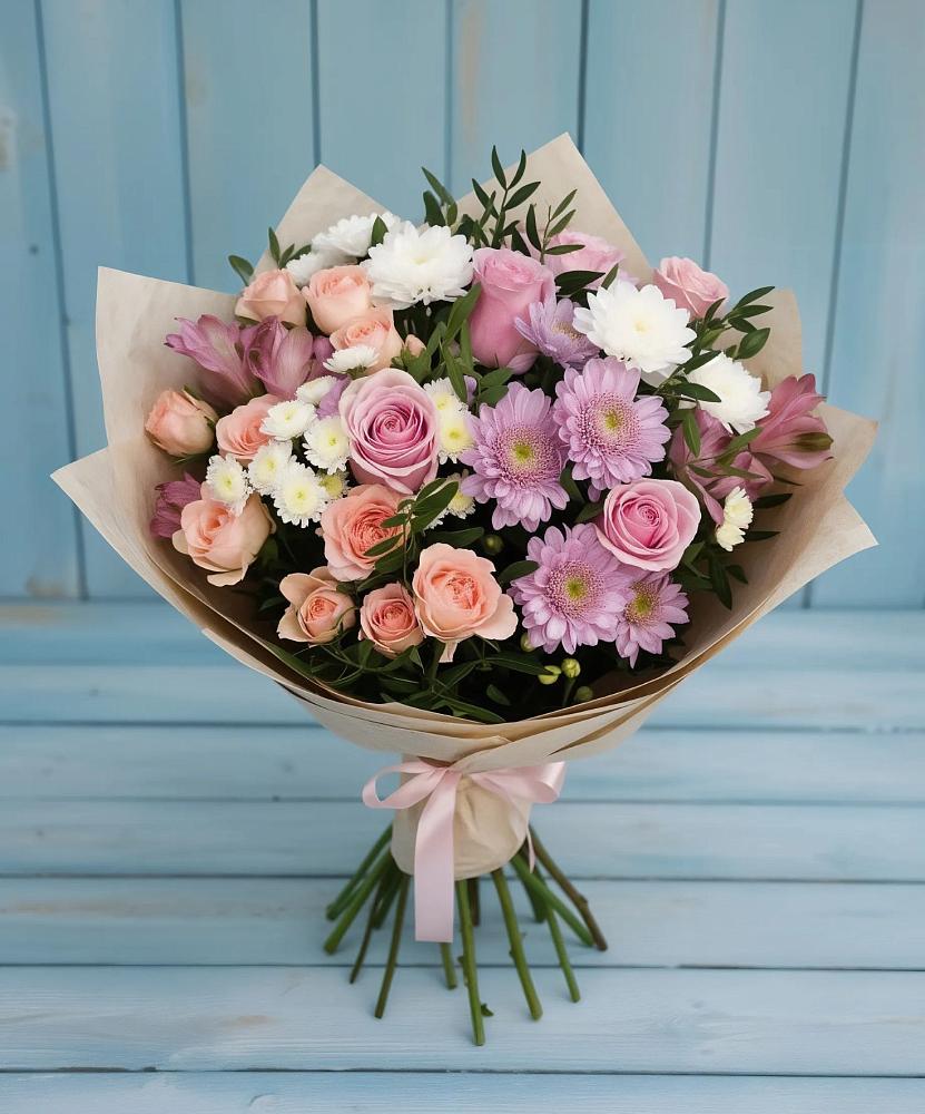 Букет цветов из: Хризантемы, Розы и Альстромерии в Введенском Курганской области
