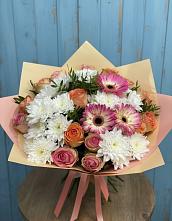 Букет цветов из:  Розы, Герберы и Хризантемы в Введенском Курганской области