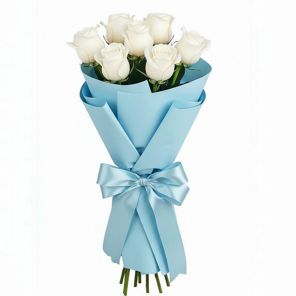 Букет 7 белых роз Проуд в Введенском Курганской области