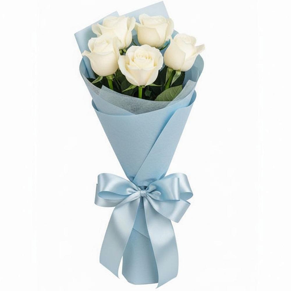 Букет 5 Белых роз Проуд в Введенском Курганской области