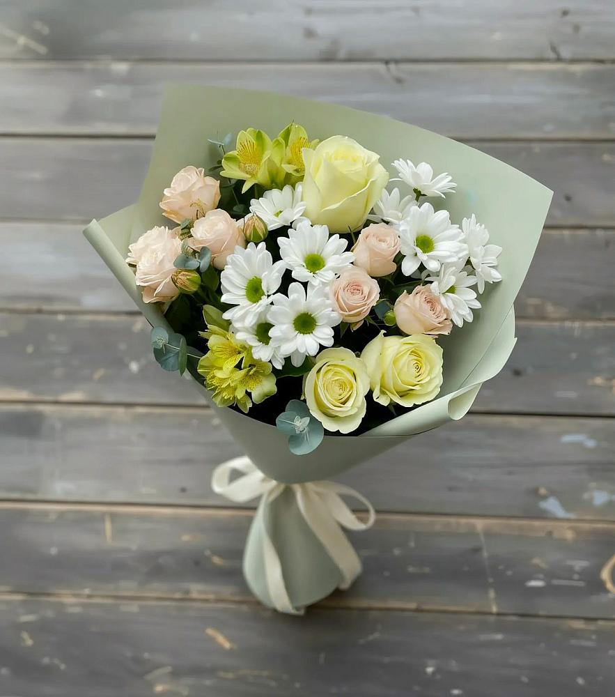 Букет цветов из: Альстромерии, Розы и Хризантемы в Введенском Курганской области