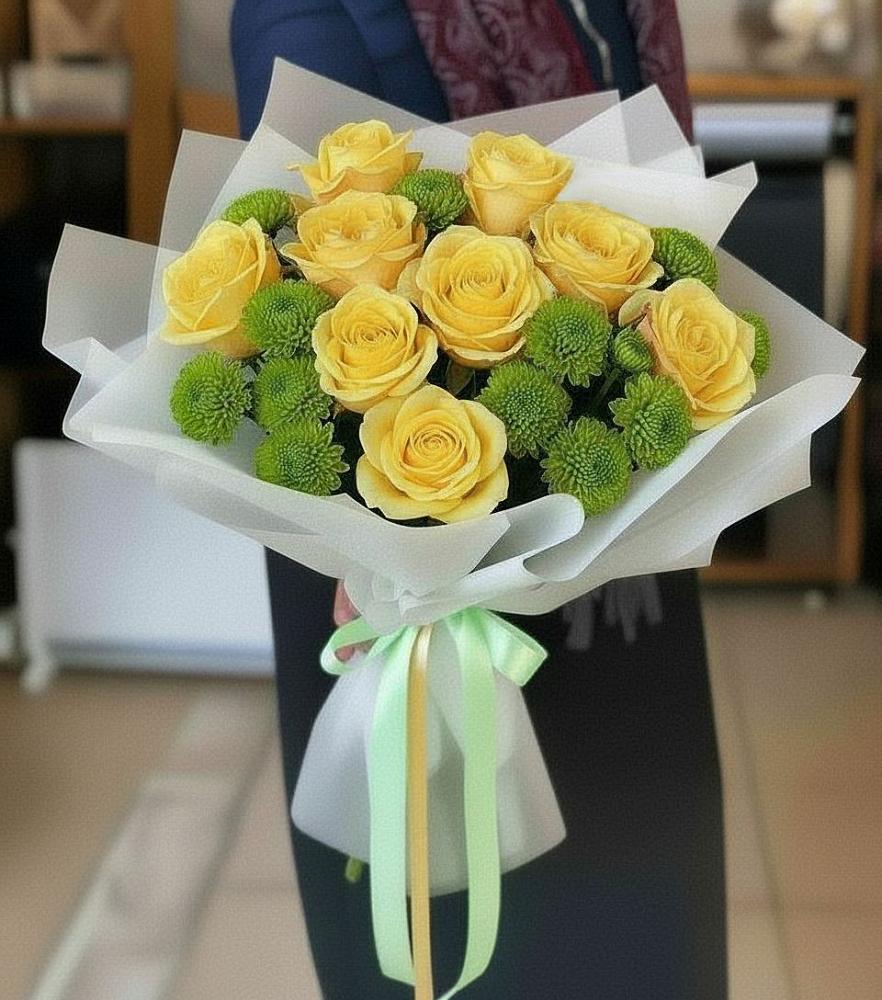Букет цветов из: Хризантемы и Розы в Введенском Курганской области