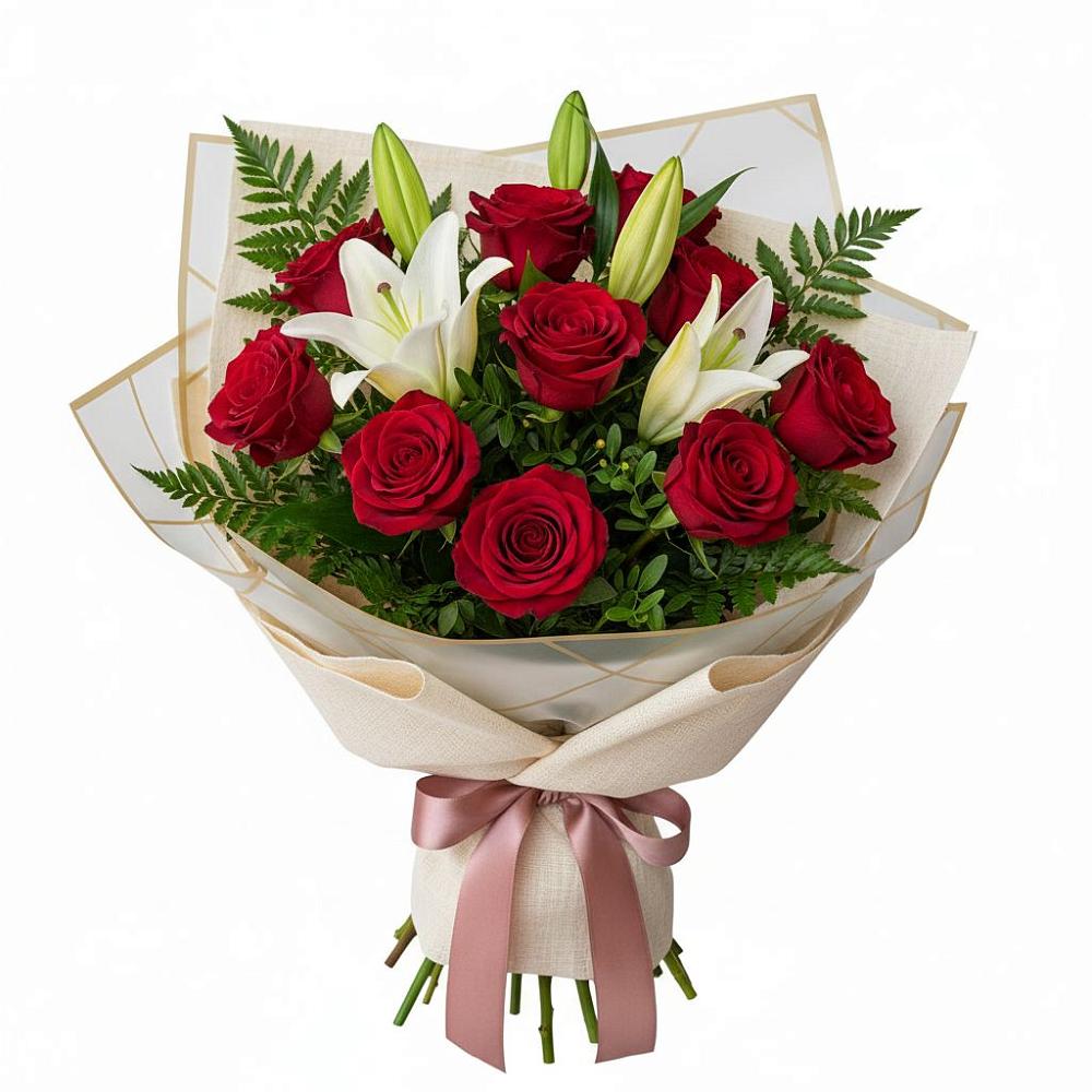 Букет цветов из: Лилии и Розы в Введенском Курганской области