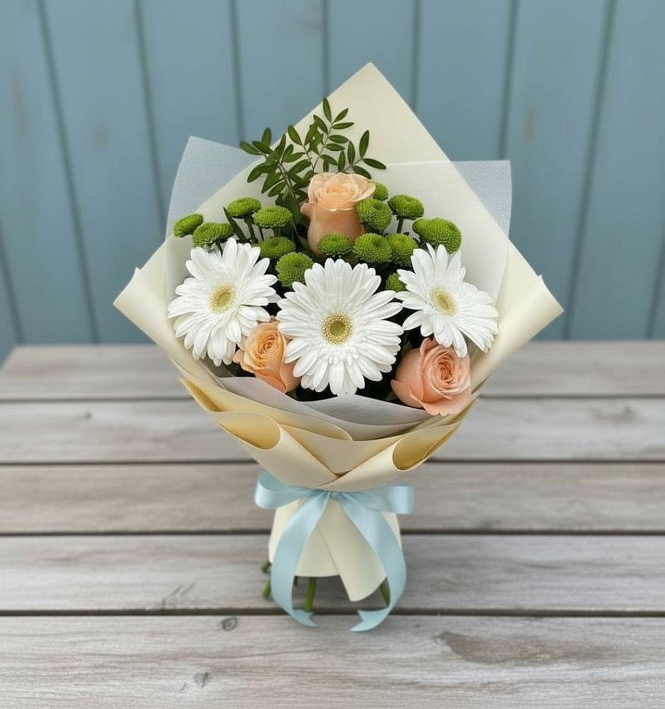 Букет цветов из: Герберы, Розы и Хризантемы в Введенском Курганской области