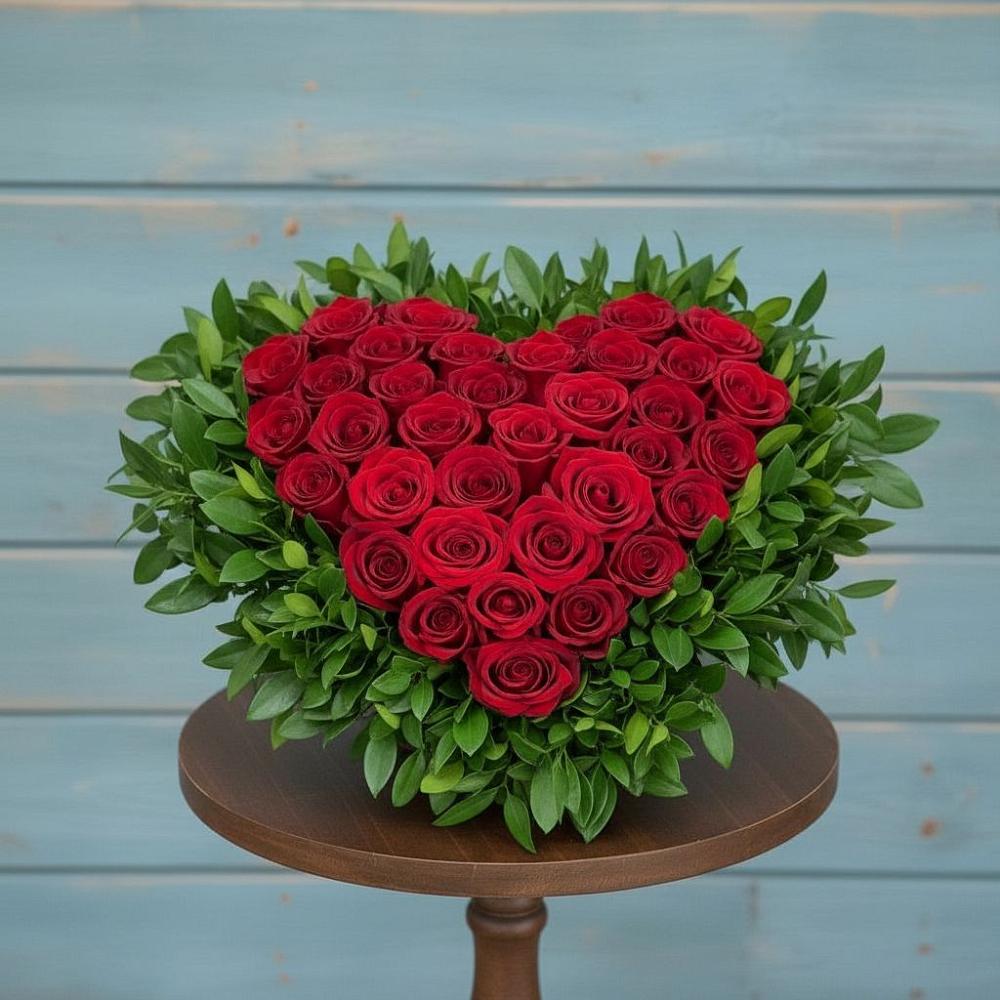 Цветочная композиция из Розы в виде сердца в Введенском Курганской области