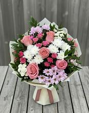 Букет цветов из:  Альстромерии, Гвоздики, Розы и Хризантемы #REPLACE_PRED# Введенском Курганской области