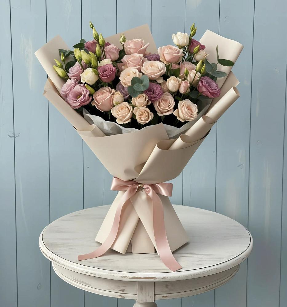 Букет цветов из: Розы и Лизиантусы в Введенском Курганской области