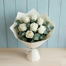 Букет Белые розы в Эвкалипте в Введенском Курганской области
