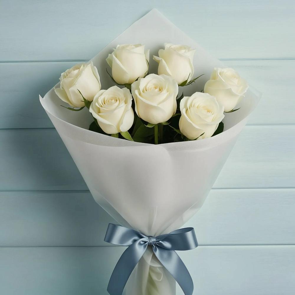 Букет 7 Белых роз Эдлесс Лав в Введенском Курганской области