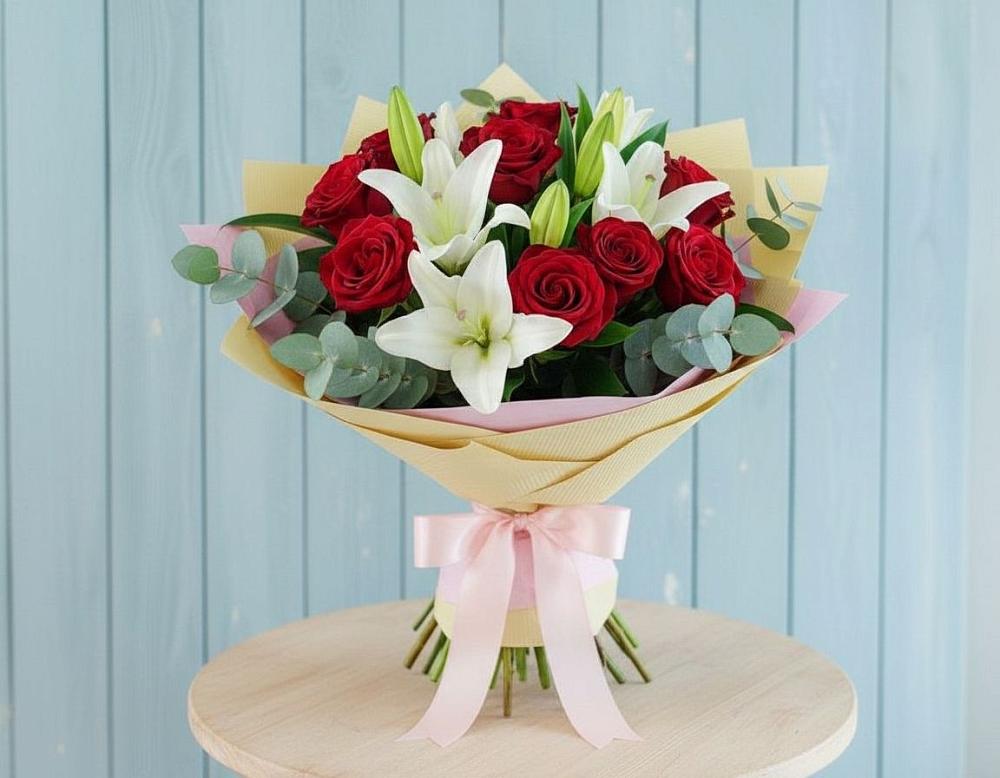 Букет цветов из: Лилии и Розы в Введенском Курганской области